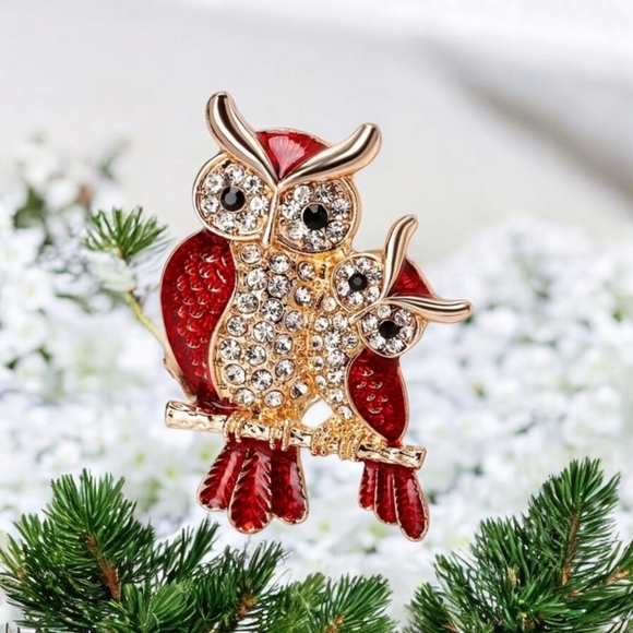 New!  Charming owl brooch - Picture 3 of 7